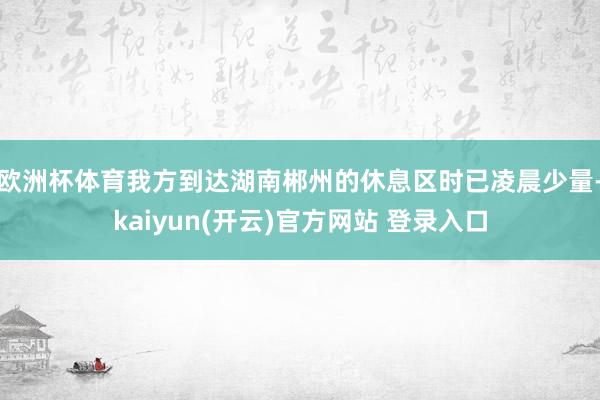 欧洲杯体育我方到达湖南郴州的休息区时已凌晨少量-kaiyun(开云)官方网站 登录入口