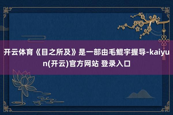 开云体育《目之所及》是一部由毛鲲宇握导-kaiyun(开云)官方网站 登录入口