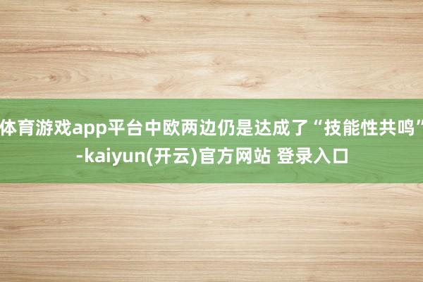 体育游戏app平台中欧两边仍是达成了“技能性共鸣”-kaiyun(开云)官方网站 登录入口