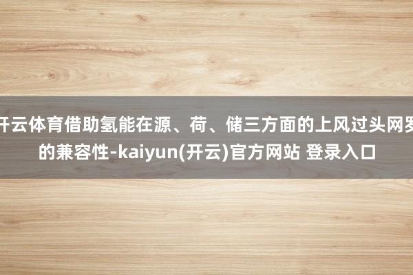 开云体育借助氢能在源、荷、储三方面的上风过头网罗的兼容性-kaiyun(开云)官方网站 登录入口