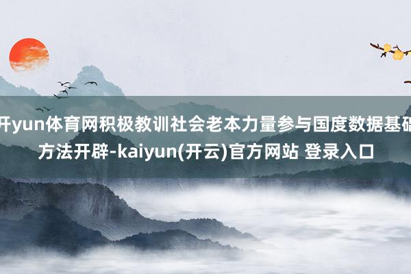 开yun体育网积极教训社会老本力量参与国度数据基础方法开辟-kaiyun(开云)官方网站 登录入口