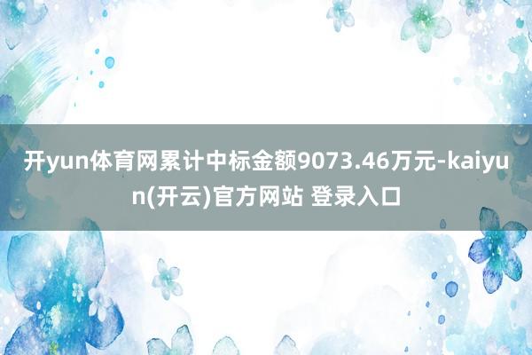 开yun体育网累计中标金额9073.46万元-kaiyun(开云)官方网站 登录入口