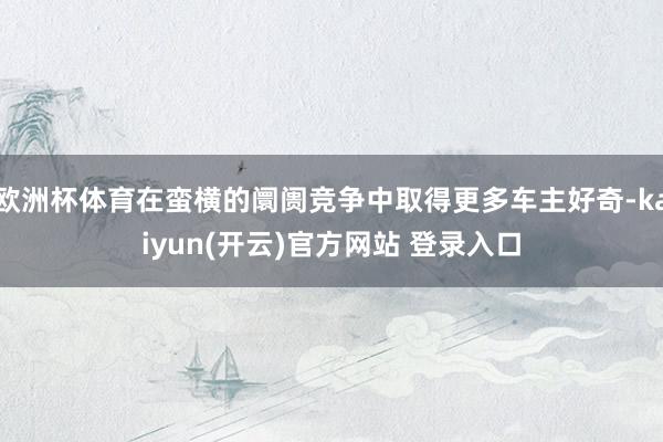欧洲杯体育在蛮横的阛阓竞争中取得更多车主好奇-kaiyun(开云)官方网站 登录入口