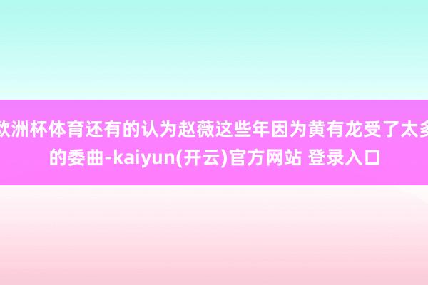 欧洲杯体育还有的认为赵薇这些年因为黄有龙受了太多的委曲-kaiyun(开云)官方网站 登录入口