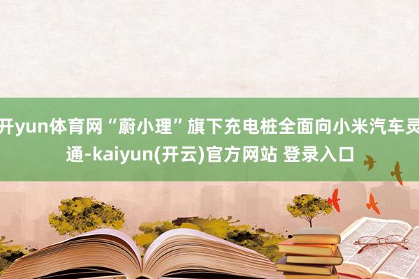 开yun体育网“蔚小理”旗下充电桩全面向小米汽车灵通-kaiyun(开云)官方网站 登录入口