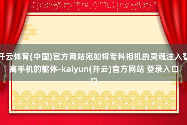 开云体育(中国)官方网站宛如将专科相机的灵魂注入智高手机的躯体-kaiyun(开云)官方网站 登录入口