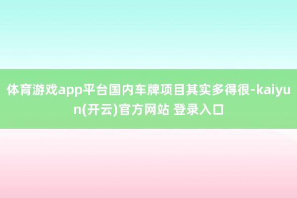 体育游戏app平台国内车牌项目其实多得很-kaiyun(开云)官方网站 登录入口