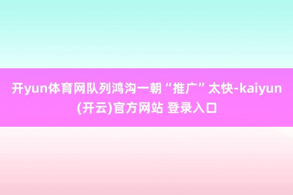 开yun体育网队列鸿沟一朝“推广”太快-kaiyun(开云)官方网站 登录入口