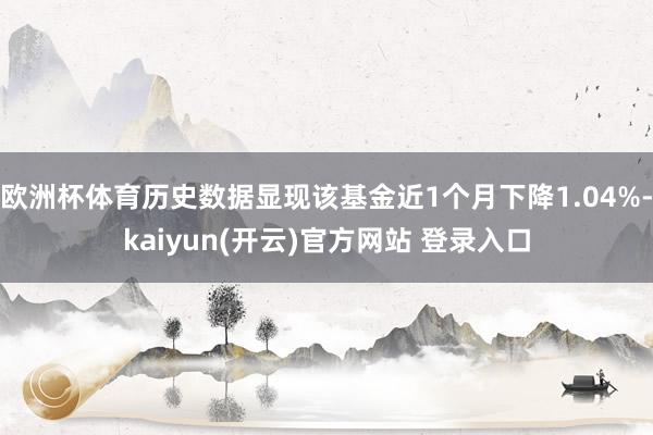欧洲杯体育历史数据显现该基金近1个月下降1.04%-kaiyun(开云)官方网站 登录入口