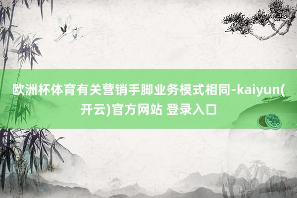 欧洲杯体育有关营销手脚业务模式相同-kaiyun(开云)官方网站 登录入口